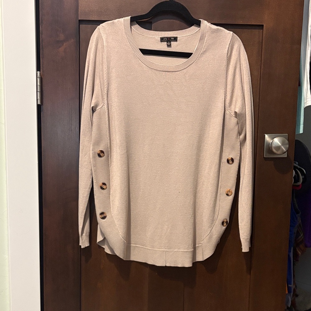 Women's Beige Sweater with Button Accents
